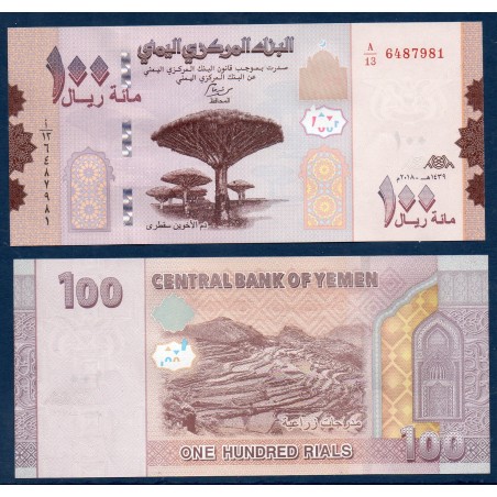 Yemen Pick N°37, Billet de banque de banque de 100 Rials 2018