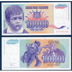 Yougoslavie Pick N°120, Neuf Billet de banque de 1000000 Dinara 1993