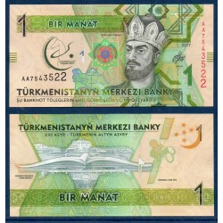 Turkménistan Pick N°36, Billet de banque de banque de 1 Manat 2017