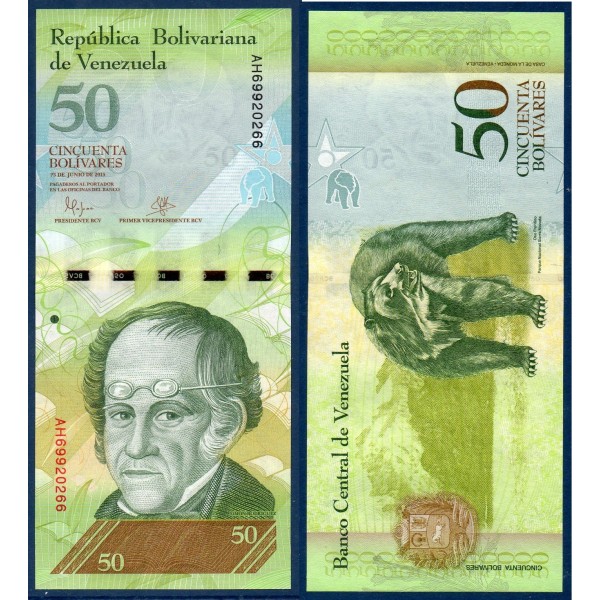 Venezuela Pick N°92j, Billet de banque de 50 Bolivares 23.6.2015