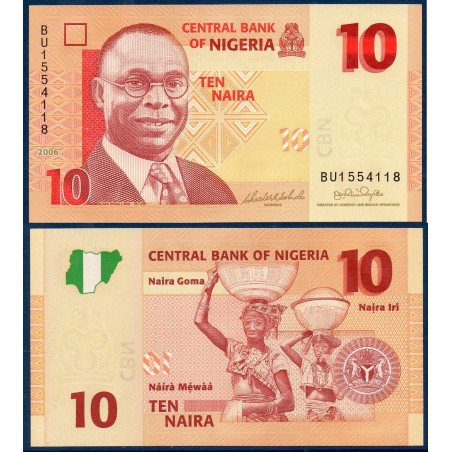 Nigeria P.33a, Neuf, Billet de 10 Naira 2006 Orange