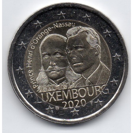2 euros commémoratives Luxembourg 2020 Prince Henri d'Orange-Nassau pieces de monnaie €