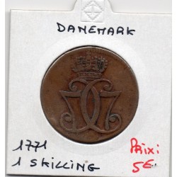 Danemark 1 skilling 1771 TTB-, KM 616 pièce de monnaie