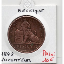 Belgique 10 centimes 1848 B, KM 2 pièce de monnaie