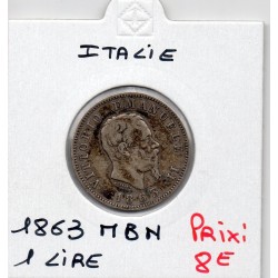 Italie 1 Lire 1863 M BN TTB,  KM 5a pièce de monnaie