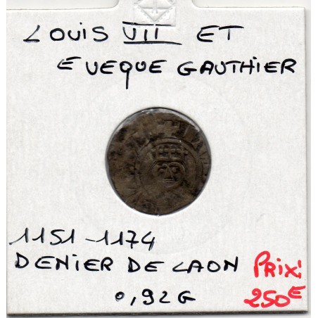 Denier de Laon Louis VII (1151-1174) pièce de monnaie royale