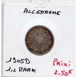 Allemagne 1/2 mark 1905 D, TB KM 17 pièce de monnaie