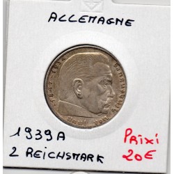 Allemagne 2 reichsmark 1939 A, SPL KM 93 pièce de monnaie