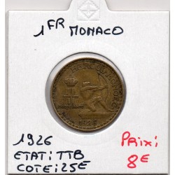 Monaco crédit Foncier 1 franc 1926 TTB, Gad 128 pièce de monnaie