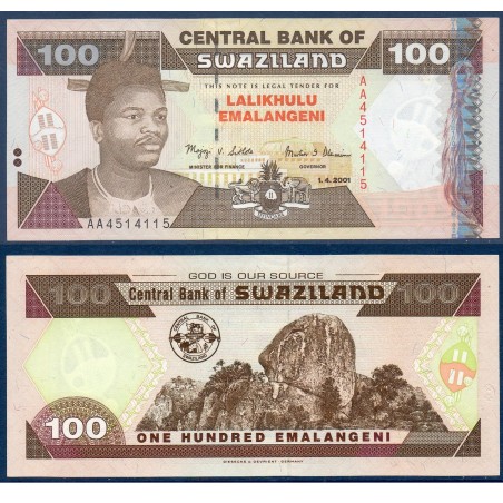 Swaziland Pick N°32, Billet de banque de 100 emalangénie 2001