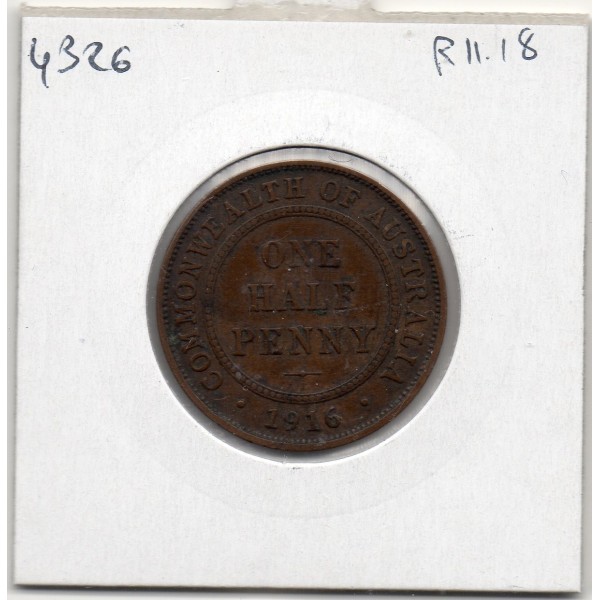 Australie 1/2 penny 1916 TB, KM 22 pièce de monnaie