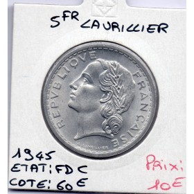 5 francs Lavrillier 1945 FDC , France pièce de monnaie