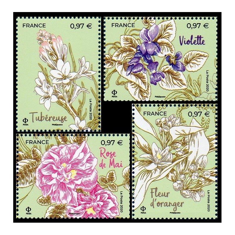 Timbre France Yvert No 5400 à 5403 fleurs de Grasse et de Méditérranée luxe **