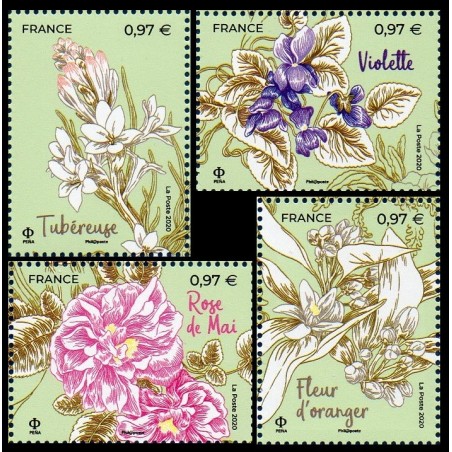 Timbre France Yvert No 5400 à 5403 fleurs de Grasse et de Méditérranée luxe **