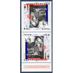 Timbre France Yvert No 5406a Boris Vian, paire tete beche verticale luxe **