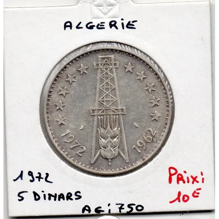 Algérie 5 dinars 1972 Argent Sup KM 105 pièce de monnaie
