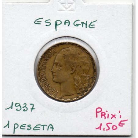 Espagne 1 peseta 1937 TTB, KM 755 pièce de monnaie