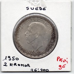 Suède 2 kronor 1950 Sup, KM 815 pièce de monnaie