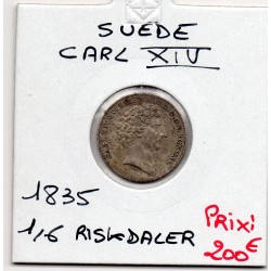 Suède 1/6 Riksdaler 1835 Neuf, KM 644 pièce de monnaie