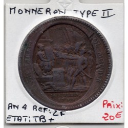 Monneron 5 sols Type II 1792 TB+, France pièce de monnaie de confiance