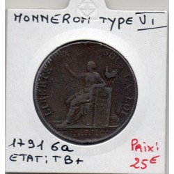 Monneron 2 sols  Type VI 1791 TB+, France pièce de monnaie de confiance