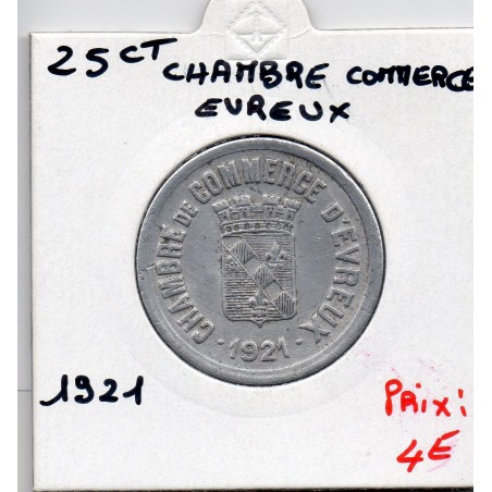 25 centimes Evreux de la chambre de commerce 1921 pièce de monnaie