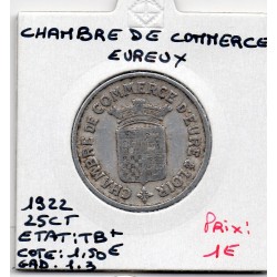 25 centimes Evreux de la chambre de commerce 1921 pièce de monnaie