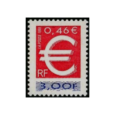 Timbre Yvert France No 3214 Le timbre en euro issu de feuille