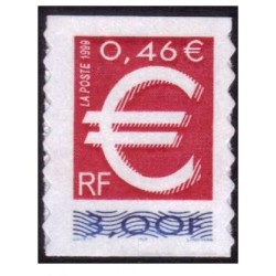 Timbre Yvert France No 3215  Le timbre en euro issu de carnet adhésif