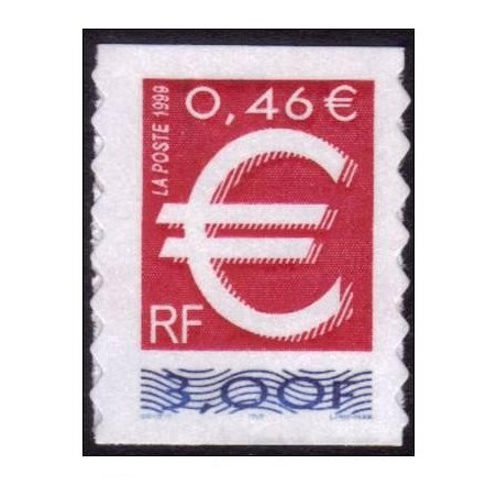 Timbre Yvert France No 3215  Le timbre en euro issu de carnet adhésif