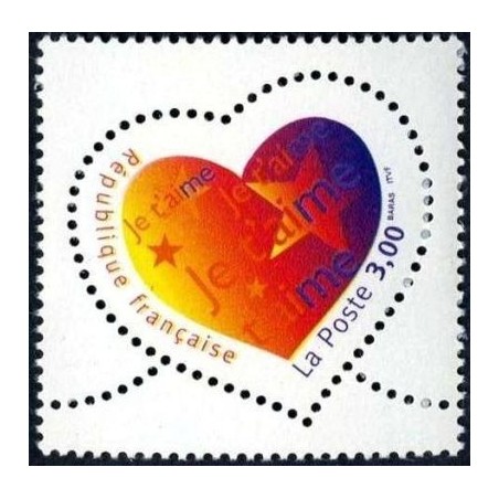 Timbre Yvert France No 3218 Coeur Saint valentin, issu de feuille