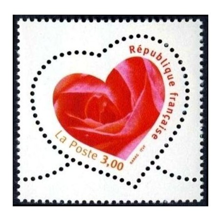 Timbre Yvert France No 3219 Coeur Saint valentin, issu de feuille