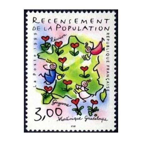 Timbre Yvert France No 3223 Recensement de la population