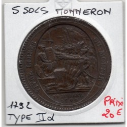 Monneron 5 sols Type IId 1792 TTB, France pièce de monnaie de confiance