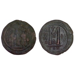Follis Justin II et Sophie (565-566), SB 360 atelier Constantinople 1ere officine