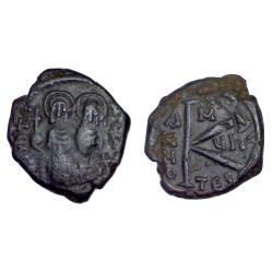 demi Follis Justin II et Sophie (571-572), SB 366 atelier Thessalonique