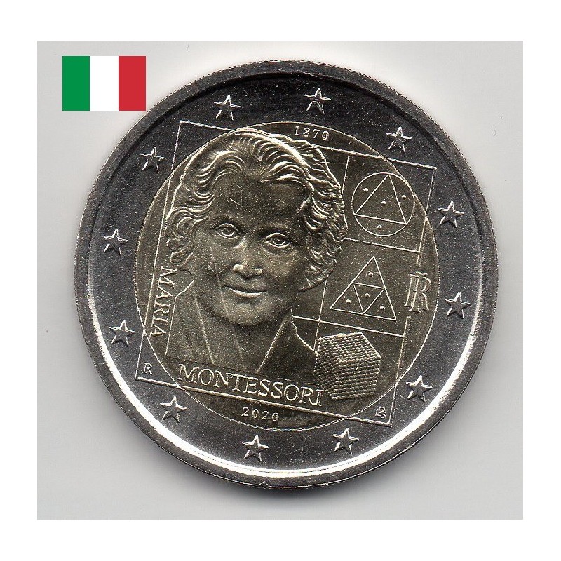 2 euros commémoratives Italie 2020 Maria Montessori pieces de monnaie €