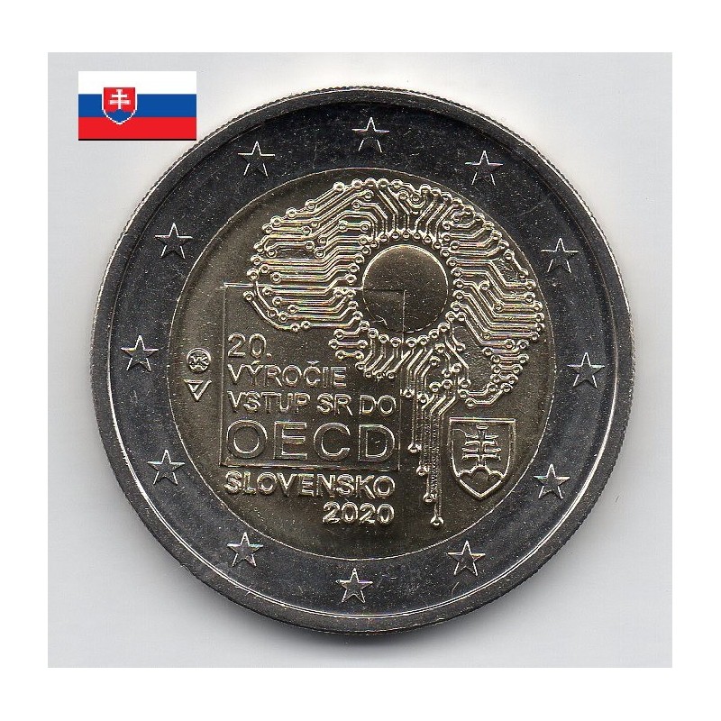 2 euros commémoratives Slovaquie 2020 OECD 20 ans pieces de monnaie €