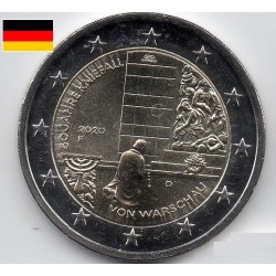 2 euros commémoratives Allemagne 2020 Genuflexion de Varsovie pieces de monnaie €
