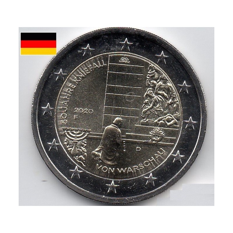 2 euros commémoratives Allemagne 2020 Genuflexion de Varsovie pieces de monnaie €