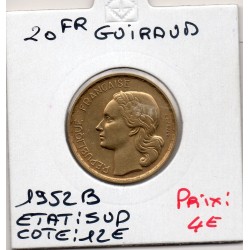 20 francs Coq Guiraud 1952B Sup, France pièce de monnaie