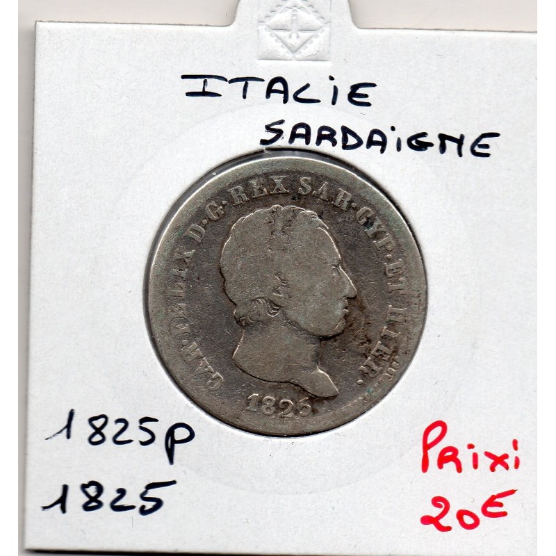 Italie Sardaigne 2 lire 1825 P B, KM 104.2 pièce de monnaie