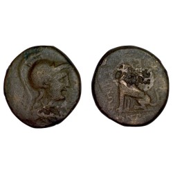 Phrygie, Peltai ae19 Cuivre (-200 à -100) lion et Athéna