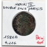 Double sol Parisis 2eme type 1586 A  Paris Henri III pièce de monnaie royale