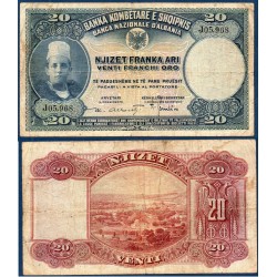 Albanie Pick N°3, Billet de banque de 20 Franka Ari 1926