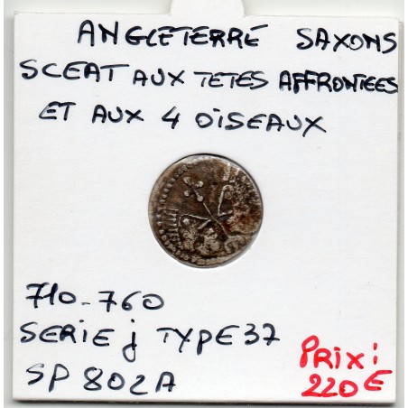 Anglo Saxons Sceat aux tête affrontées 710-760 TTB série J Type 37 pièce de monnaie