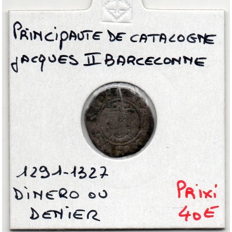 Barcelone Jacques II Denier 1291-1327 TTB pièce de monnaie