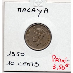 Malaya 10 cents 1950 Sup-, KM 8 pièce de monnaie