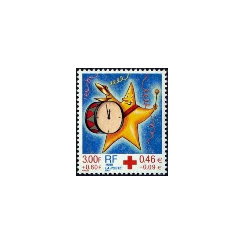 Timbre Yvert France No 3288 Croix rouge étoile, issu de feuille