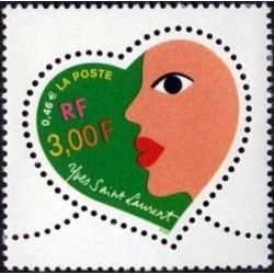 Timbre Yvert  France No 3296 Yves Saint Laurent coeur st Valentin, issu de feuille